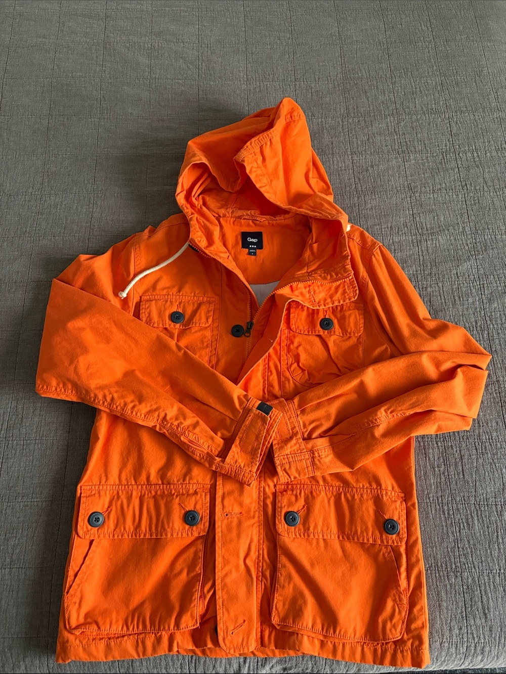 GAP Bright Orange Hooded Utility Jacket